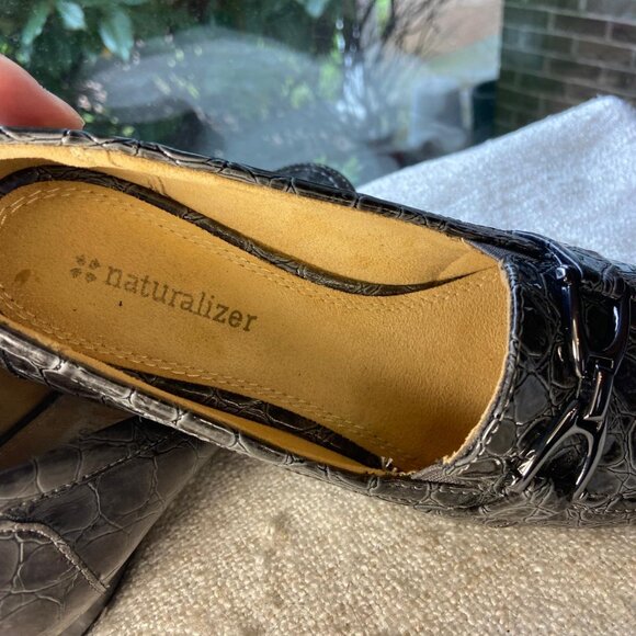 naturalizer NWOT grey croc vegan leather loafers driving shoes, Sz 6.5 - Picture 5 of 7